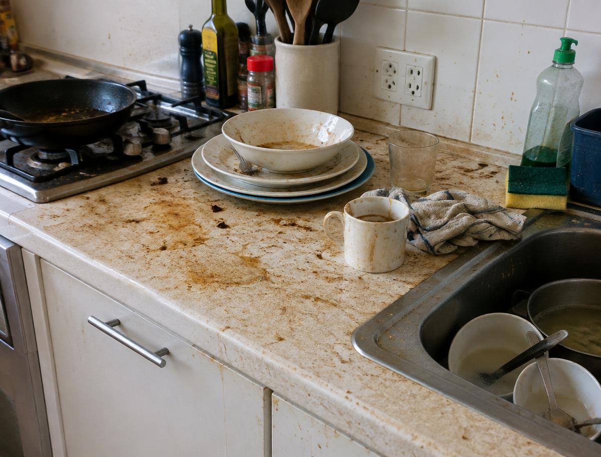 Kitchen before cleaning